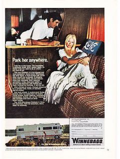 Original Print Ad 1971 1972 WINNEBAGO CHIEFTAN II Blonde/Wine Park Her
