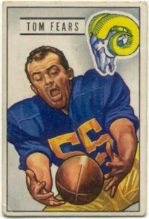 1951 Bowman Football # 6 Tom Fears Los Angeles Rams VG 1112