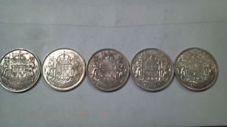 1943 1941 1952 1946 1942 Canada silver half dollar 50 cent Silver coin
