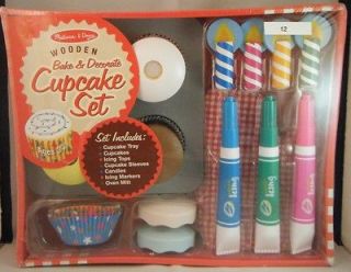 NEW Wooden Bake & Decorate Cupcake 25 Piece Set Craft Game Play Toy