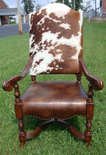Western Cowhide Tall Arm Chair Custom Hair on Hide