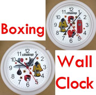 BOXING WALL CLOCK Boxer Box Gloves Bag Ring Bell TKO Fist Combat Punch