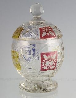 Newly listed Bohemian Crystal Cut Glass Lidded Pot Floral