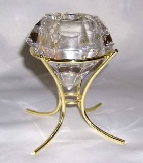 PARTYLITE Lead Crystal Solitaire Diamond Candle Holder and Stand