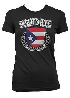 Puerto Rico Rican Flag Crest Olive Branch Regal Juniors Girls T shirt