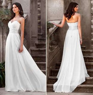White Sweetheart Chiffon Wedding dress Bridal Gown Size 8 10 12 14 16