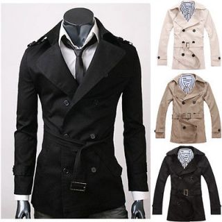 MENS CASUAL DOUBLE BREASTED TRENCH COAT SLIM FIT 1284