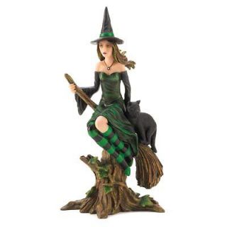 WITCH MAIDEN on Broom Bewitching Statue Figurine Halloween Decoration