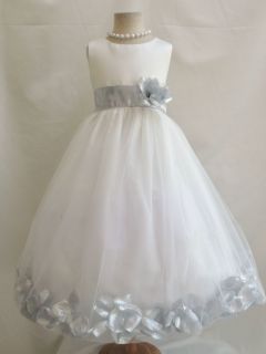 GRAY TODDLER INFANT BRIDAL PAGEANT PARTY FLOWER GIRL BIRTHDAY DRESS