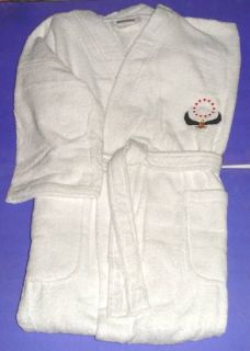Sferra Bath Robe Turkish White Cotton Terry Embroidered w/ Eagle