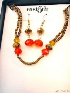 East 5th Necklace and Earrings Box Set Brown & Red Beads, New Store