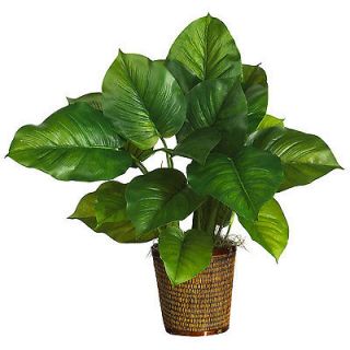 29 Real Touch Large Leaf Philodendron Devils Ivy Silk Plant w/Wicker