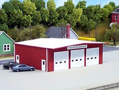 Red Fire Station Building Kit HO Scale 187 Pikestuff Made in USA 7 x