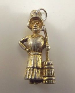 925 Sterling Silver Old Maid with Butterchurn & Corncob Pipe Charm or