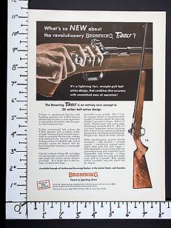 1966 BROWNING New 22 Rim Fire T BOLT Straight Pull Rifle magazine Ad
