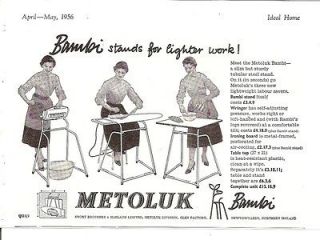 Short & Harland Newtonards Metolux Bambi Iron & Mangle Stand 1956