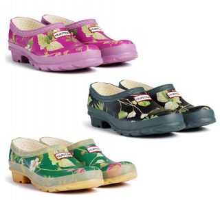 New Womens RHS Hunter Original Gardening Clog Flower Wellingtons Shoes
