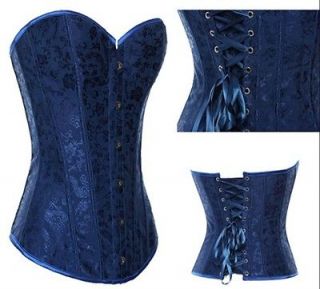Blue lace up back sexy slim waist cincher top sexy corsets womens