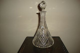 American Brilliant Cut Glass Oil Bottle Cruet Strawberry Diamond Fan