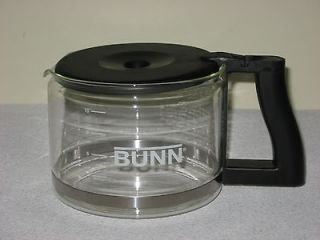 BUNN 4   10 CUP COFFEE CARAFE GLASS REPLACEMENT POT BLACK HANDLE EUC