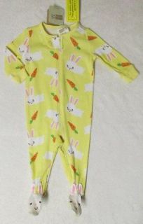 NWT CRAZY 8 Easter or Bunny print 1pc zipper pajamas sleeper footed