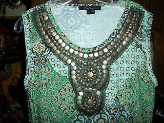 CALESSA Sharp Green Boho Dress Size L NWT rt $49.99