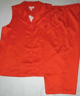 Size L XL Orange Satin Capri Pajamas Pjs Summer Sleepwear Cabernet