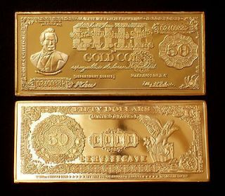 OZ 1882 SERIES $50 WRIGHT GOLD CERTIFICATE .999 FINE GOLD/COPPER
