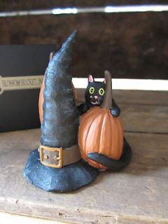 Blossom Bucket  Witch Hat w/Kitten & Pumpkin by Diane Knott