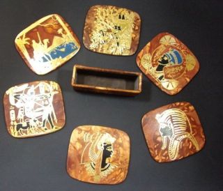 Egyptian Coffee Table Coaster Set Genuine Leather Hand made
