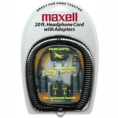 Maxell 20 ft. Coiled Headphone Extension Cord With 3 Adapters AD HP20
