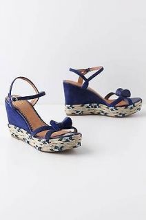 Anthropologie Coiled Cobalt Wedges By Miss Albrght Org.$168.00 NIB