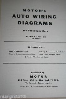 1954 2nd Edition Motors Auto Wiring Diagrams for Passenger Cars Book