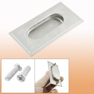 Silver Tone Recessed Flush Pull Sliding Door Drawer Handle w Screws