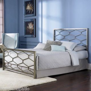 New Camden Golden Frost Queen Size Metal Bed with Optional Bed Frame