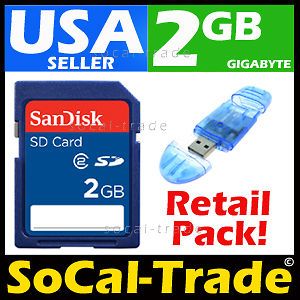 SD Flash Memory Card 2G For Digital Camera GPS Tablet + Card Reader
