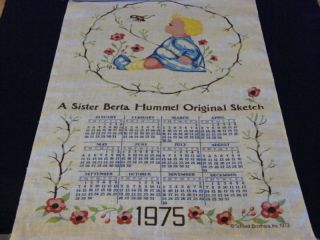 Vintage Hummel linen calendar towel 1975 Bumble Bee box