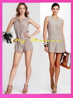 BCBG Maxazria $218~Feminine✿ Hazelnut SILK Jumpsuit Romper ~ L *NWT