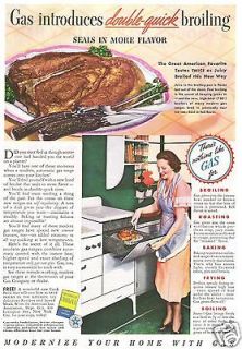 1936 Modernize Your Home With Gas Ranges Stove Cooking Steak Apron