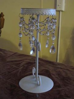 24 Wedding White JEWELED Beaded CANDLE STAND Table Decor CENTERPIECES