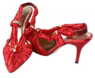 Renee Carina Womens Chili Pepper Red Pleated Fabric Strappy Heels