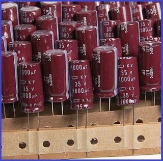 10pcs) 1000uf 35v NCC Radial Electrolytic Capacitors 12.5x25mm KY
