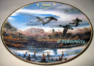 Seasons Wildlife Nostalgic MARCH SPRING THAW Calendar Plate Bx+COA