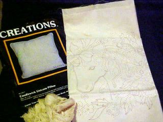 Vintage Candlewick Unicorn Pillow Cushion Embroidery Kit 16x16 (40,6