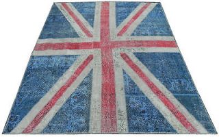 British Union Jack Flag PATCHWORK RUG Made frm OVERDYED Vintage