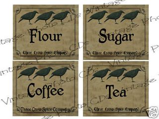 Canister Labels~ FH139  Flour, Sugar, Coffee, Tea For Jars & Cans