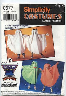 SIMPLICITY 0677 Childs No Sew Costume Pattern Ghost Pumpkin Dog Devil