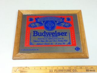 BEER SIGN MIRROR WOOD ANHEUSER BUSCH BREWERY TRADITIONAL LAGER