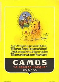 1943  Cognac CAMUS  Swiss Ad