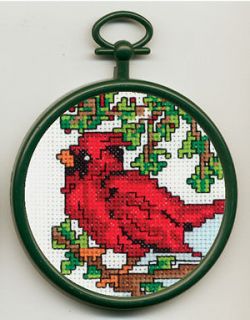 Counted Cross Stitch CARDINAL; Christmas Ornament Wall Hanging